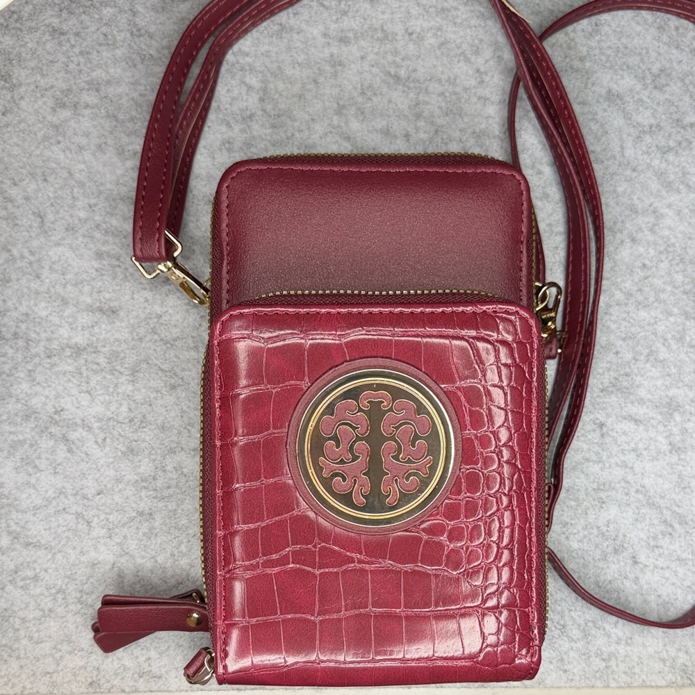 Tree of Life Burgundy Crossbody Bag